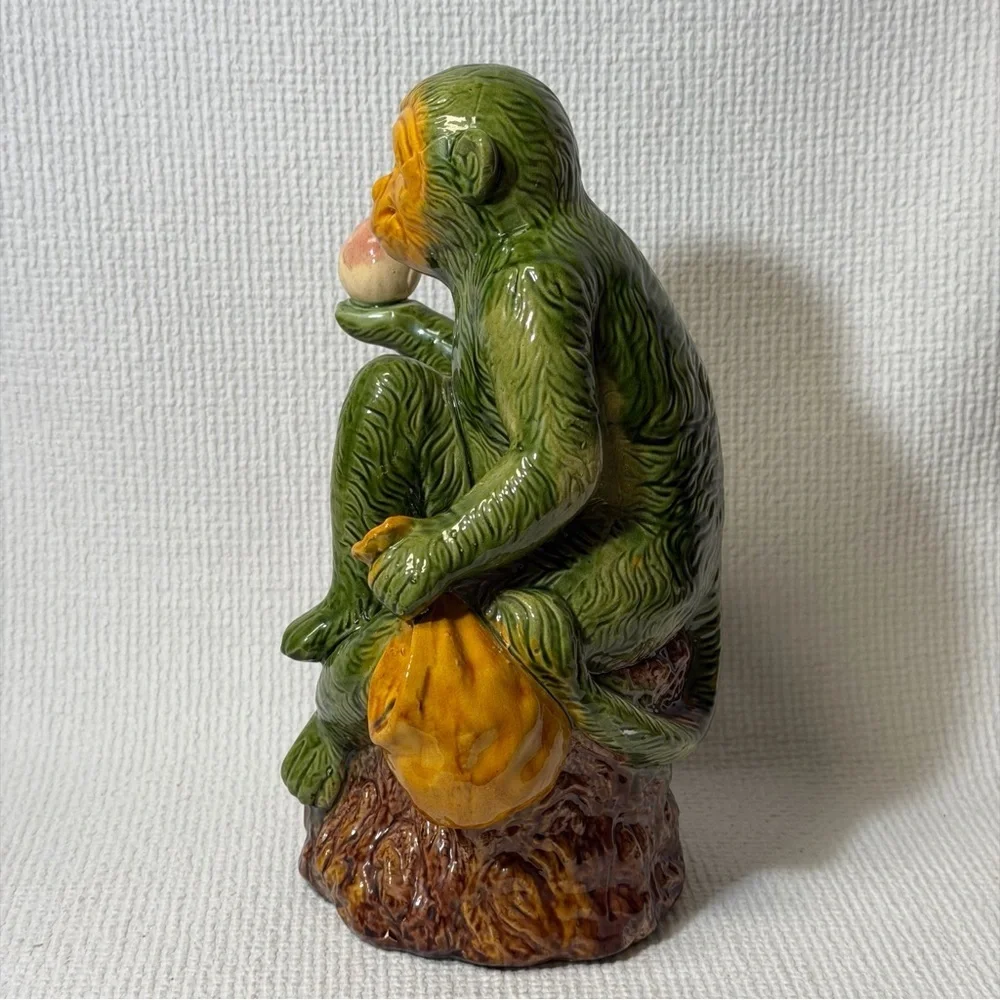 Antique Collectible Monkey Holds Fruits and Water bag.